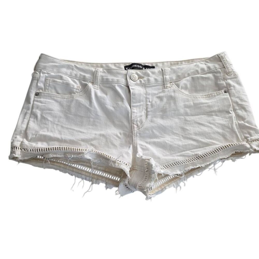 Express Jeans Women's Size 14 White Denim Cutoff Shorts